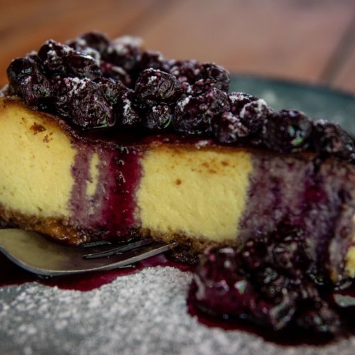 this lemon blueberry cheesecake is vegan friednly