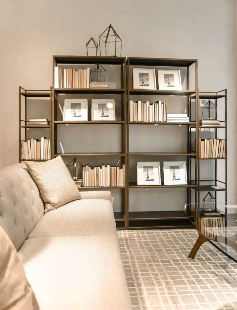 Another modern clean and chic home library built on a budget 