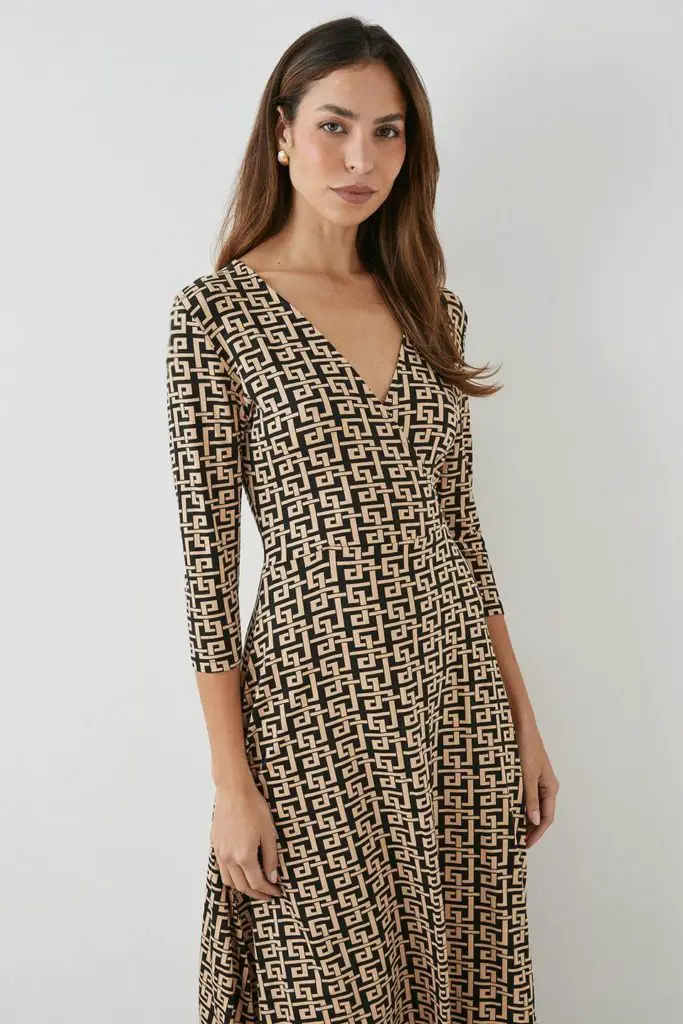 a beautiful patterned wrap dress just like Lorelai Gilmore would wear in the show.